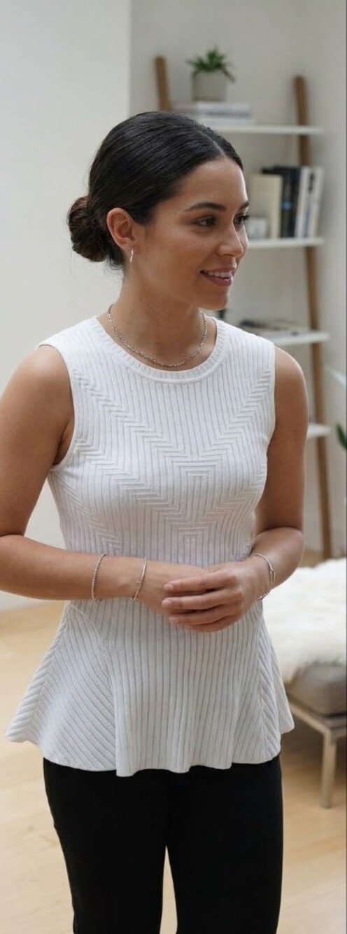 Halogen White Ribbed Sleeveless Peplum Top